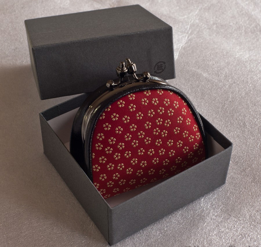 Japanese Deer Skin Lacquer Coin Purse - Cherry Blossoms