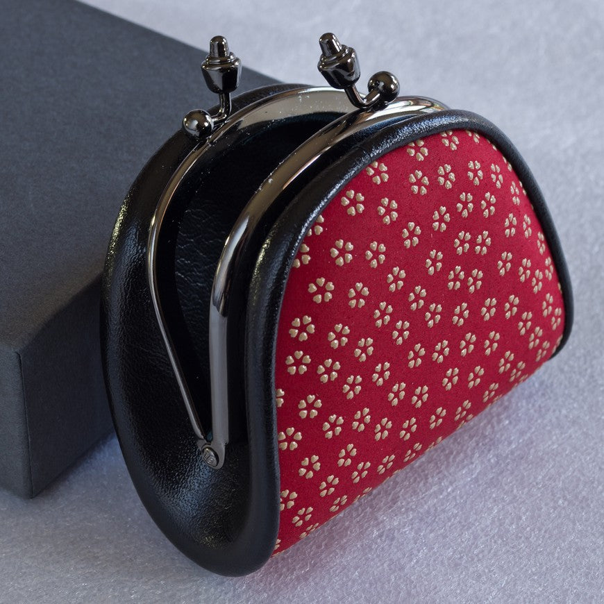 Japanese Deer Skin Lacquer Coin Purse - Cherry Blossoms