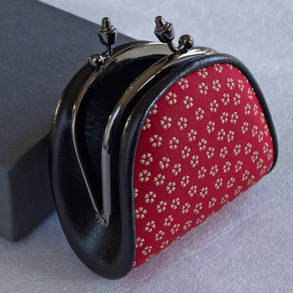 Japanese Deer Skin Lacquer Coin Purse - Cherry Blossoms